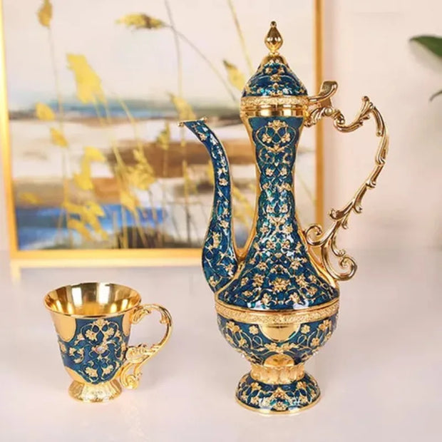 Vintage Coffee Cup Set Shiny Crystal Court Luxury Tea Set