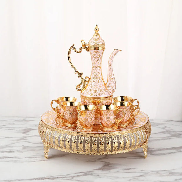 Vintage Coffee Cup Set Shiny Crystal Court Luxury Tea Set