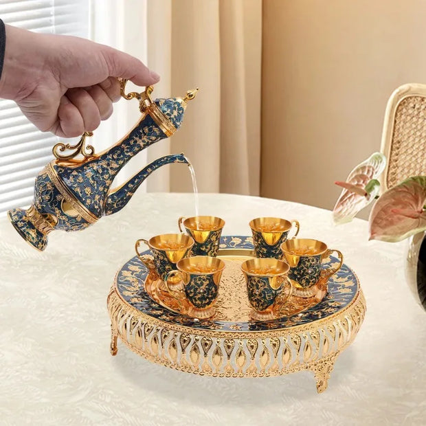 Vintage Coffee Cup Set Shiny Crystal Court Luxury Tea Set