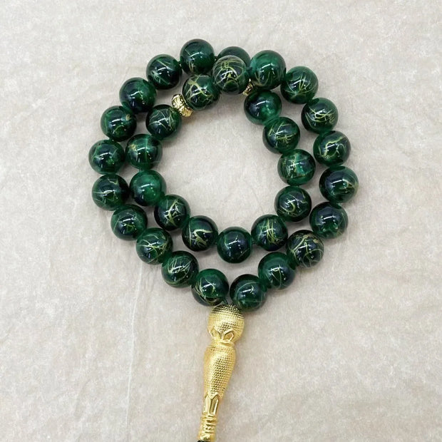 Handmade 10mm 33 Beads Glass  Ramadan Tasbih Islamic Arab Prayer Beads