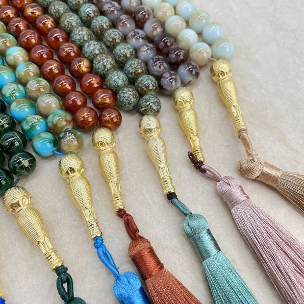 Handmade 10mm 33 Beads Glass  Ramadan Tasbih Islamic Arab Prayer Beads