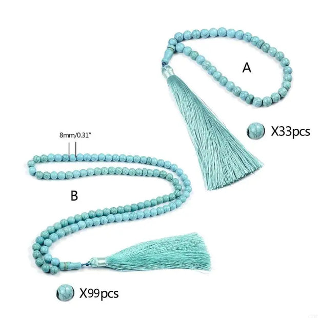 33/99 Turquoise Prayer Beads Bracelets Unisex Women Men  Prayer Beaded Tassels
