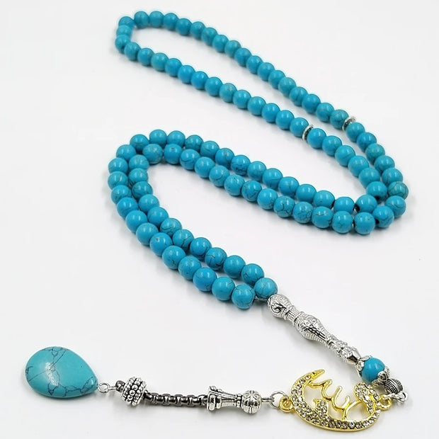Tasbih Turquoises stone 99 100 Prayer Beads Misbaha Islamic Eid Gift  bracelets