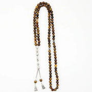 99 Tasbeeh Natural Tiger Eye Stone 8mm Beads Tasbih Islamic  Worship Tassel Allah  Box Packaging