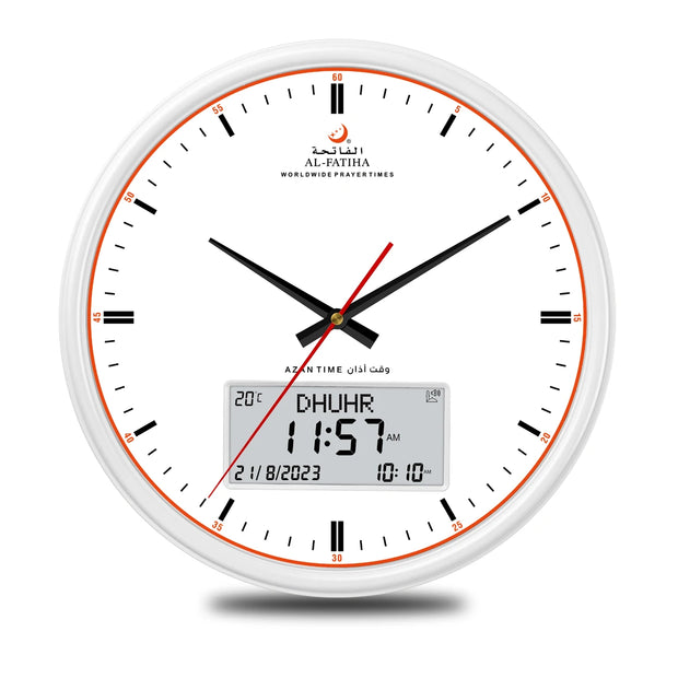 AL-FATIHA Athan Muslim Clock Digital-Analog Watch with Hijri Calendar Azan Prayer Times