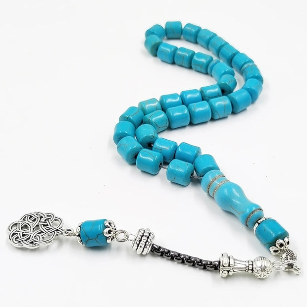 Tasbih blue Turquoise  33 99Prayer Beads Barrel  Eid gift