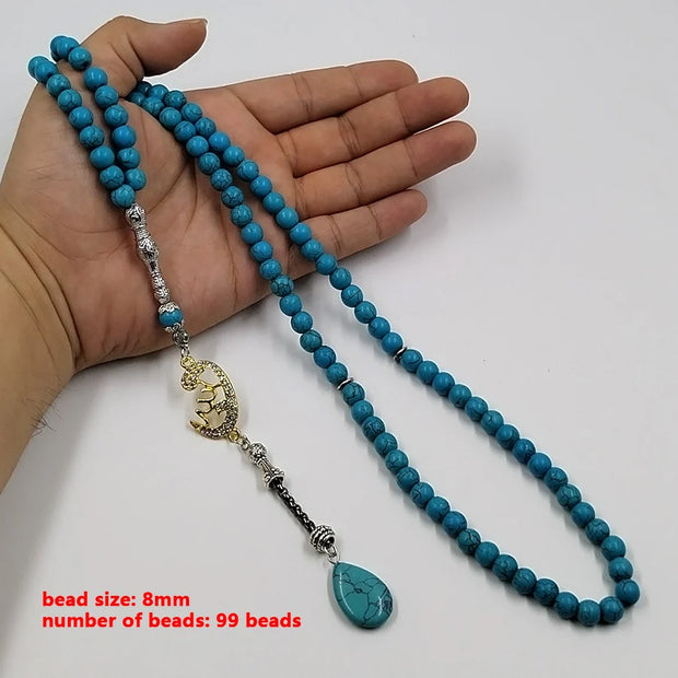 Tasbih Turquoises stone 99 100 Prayer Beads Misbaha Islamic Eid Gift  bracelets