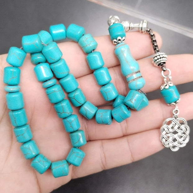 Tasbih blue Turquoise  33 99Prayer Beads Barrel  Eid gift
