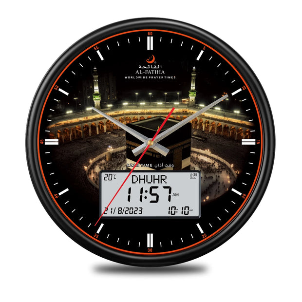 AL-FATIHA Athan Muslim Clock Digital-Analog Watch with Hijri Calendar Azan Prayer Times