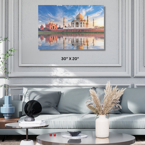Masjid Taj Mahal at sunset Stretched Canvas