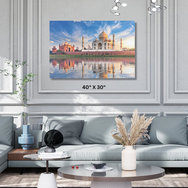 Masjid Taj Mahal at sunset Stretched Canvas