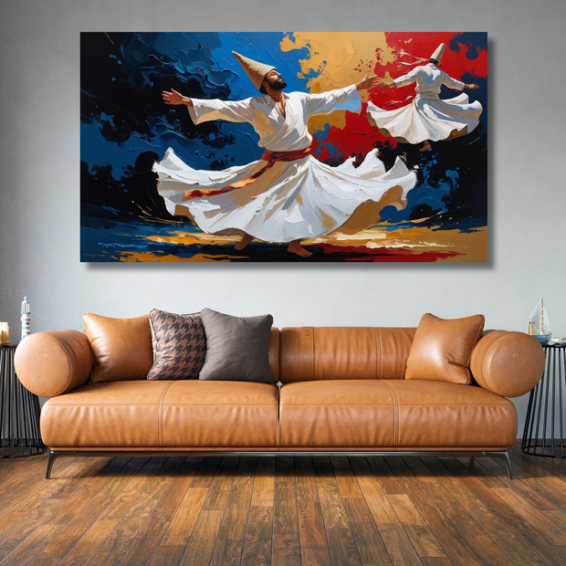 Artistic Canvas Print, Whirling Dervishes Artwork, Spiritual Home Decor, Ethereal Wall Art, Unique Gift for Art Lovers