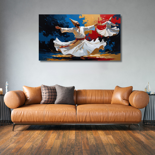 Artistic Canvas Print, Whirling Dervishes Artwork, Spiritual Home Decor, Ethereal Wall Art, Unique Gift for Art Lovers