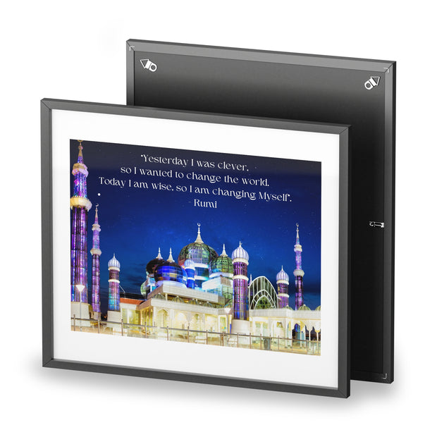 Beautiful Crystal Mosque Malaysia with Wise quote of Rumi