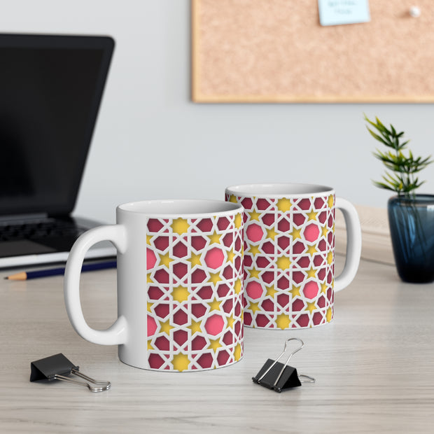 Ceramic Coffee Cups with colorful Islamic Geometric patterns