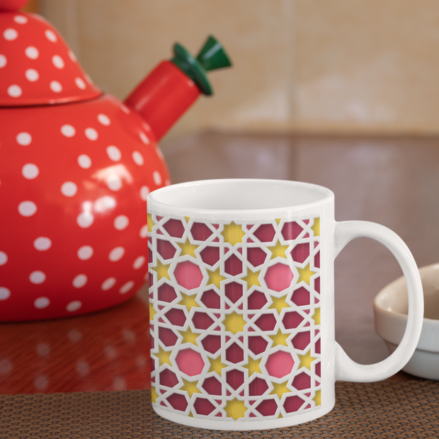 Ceramic Coffee Cups with colorful Islamic Geometric patterns
