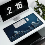 Large desk mat with 3d animated Masjid in Greyish Blue color