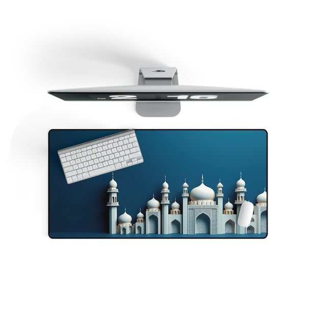 Large desk mat with 3d animated white Masjid image
