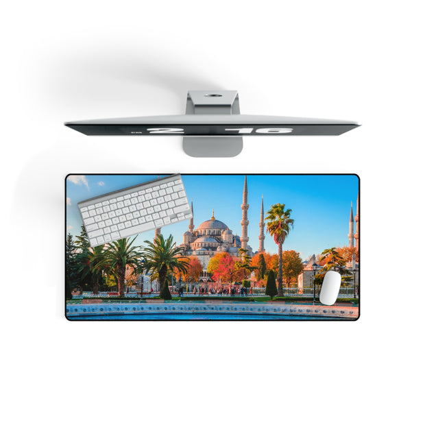 Large desk mat with Blue Mosque Image