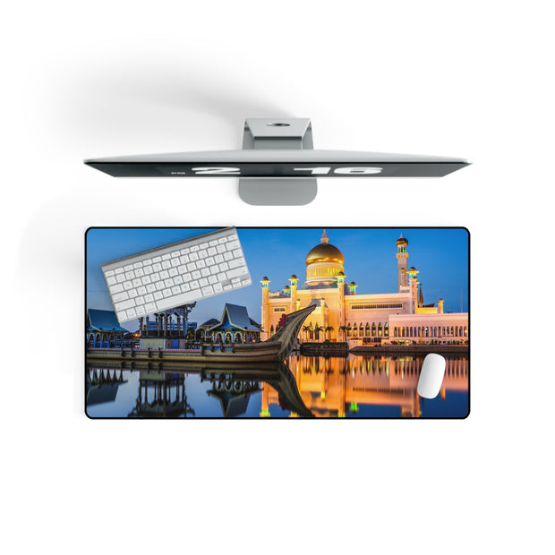 Large desk mat with image of Sultan Omar Ali Saifuddien Mosque, Brunei