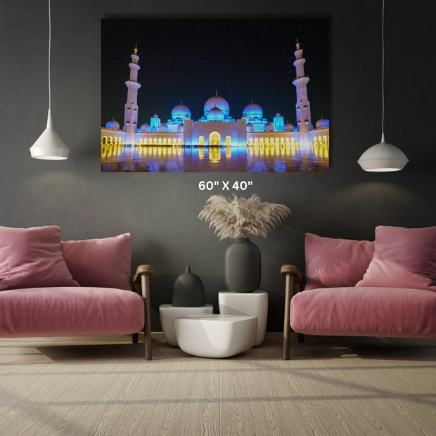 Masjid Stretched Canvas Sheikh Zayed Grand Mosque at night