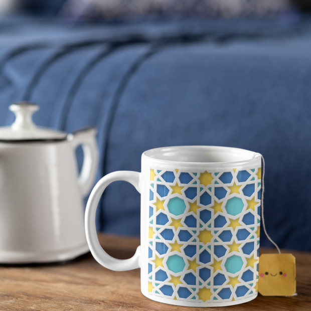 Sublimation coffee cup with colorful Islamic Geometric patterns