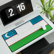 Uzbekistan flag desk mat, large mouse pad