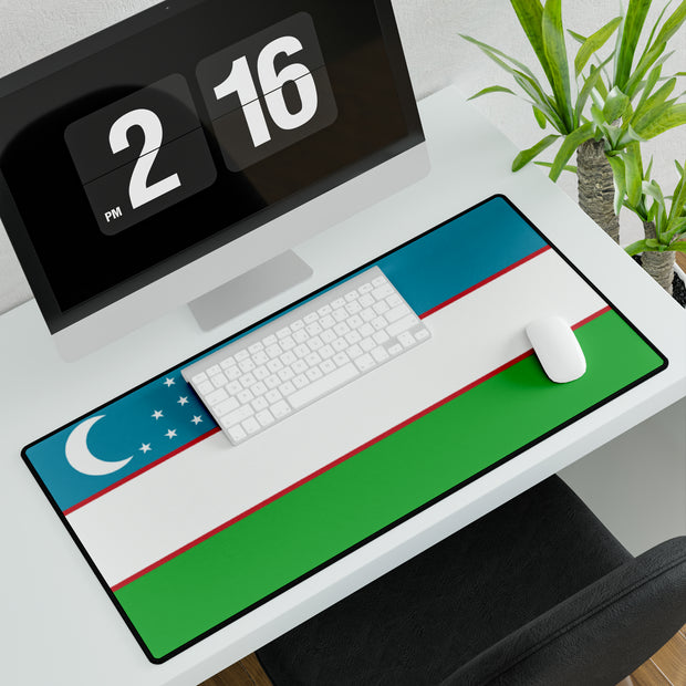 Uzbekistan flag desk mat, large mouse pad